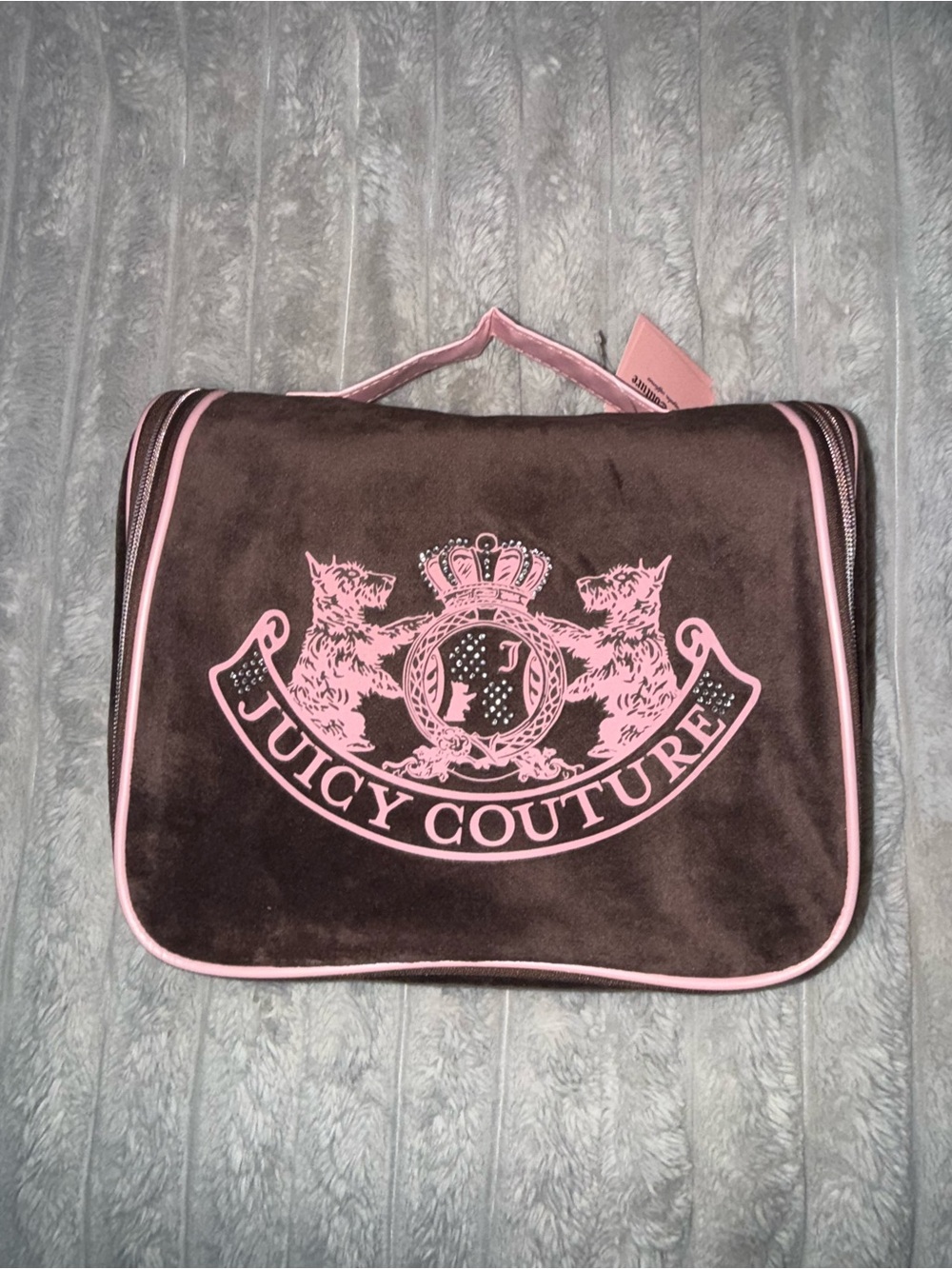Juicy Couture Brown with Pink Velour Travel Pouch